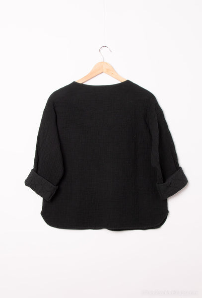 Yksivärinen, musta puuvillajakku Evelyn. Susanne