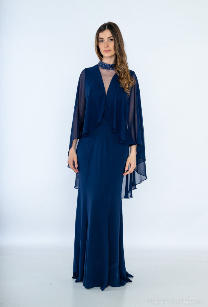 Pitkä tummansininen iltapuku Abigail. Susanne