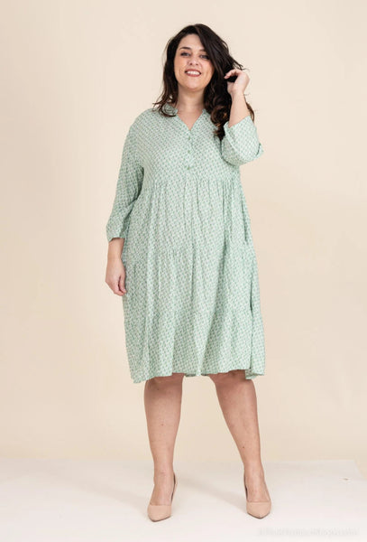 Vihreä boho-tyylinen  Malin mekko. Susanne
