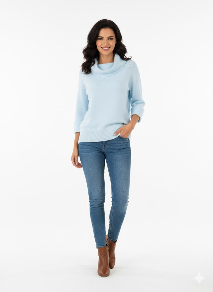 Piippukauluksellinen siro neulepaita Amy Italiasta. Susanne