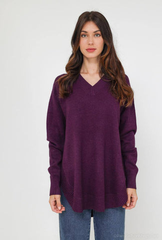 Liila värinen pitkähihainen neulepusero. Marge. Susanne