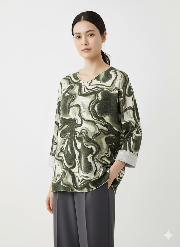 Vihreä kirjava neulospaita Miranda, Susanne