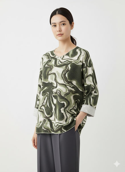 Vihreä kirjava neulospaita Miranda, Susanne