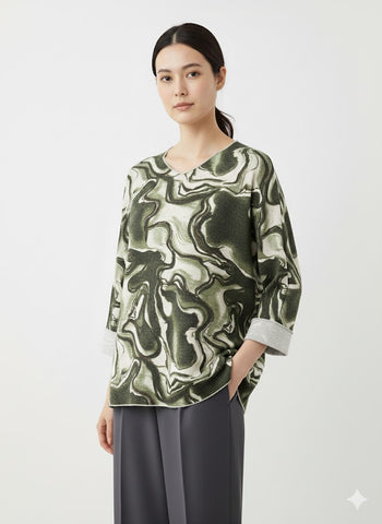 Vihreä kirjava neulospaita Miranda, Susanne