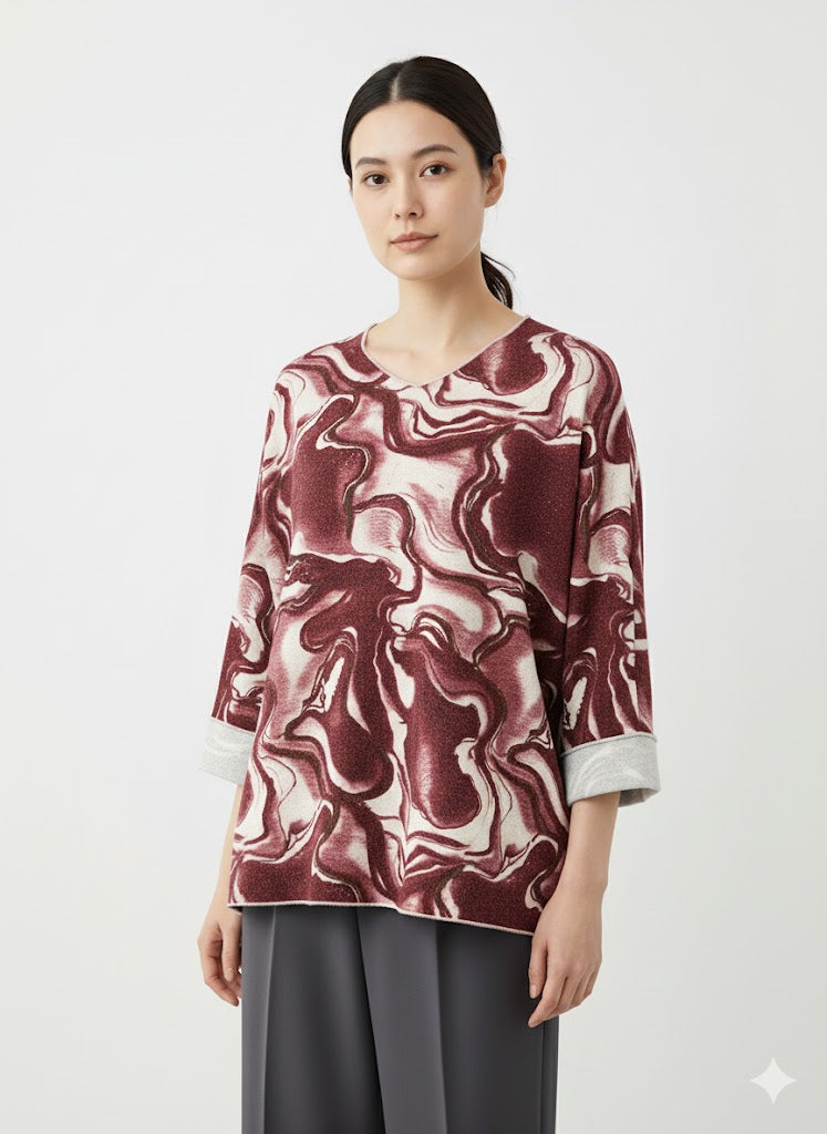 Miranda, kirjava neulos paita. Susanne