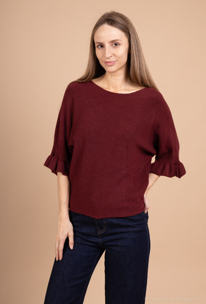 Siro, helmaan kapeneva neulospaita wendy. Viininpunainen. Susanne