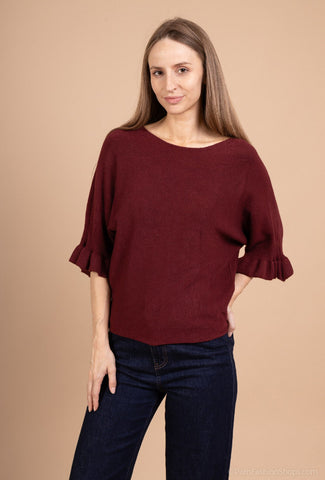 Siro, helmaan kapeneva neulospaita wendy. Viininpunainen. Susanne